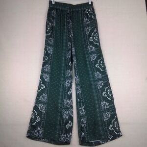Soncy Palazzo Pant Size‎ 0 (12) Green Paisley Boho Wide Leg Pull On Lightweight